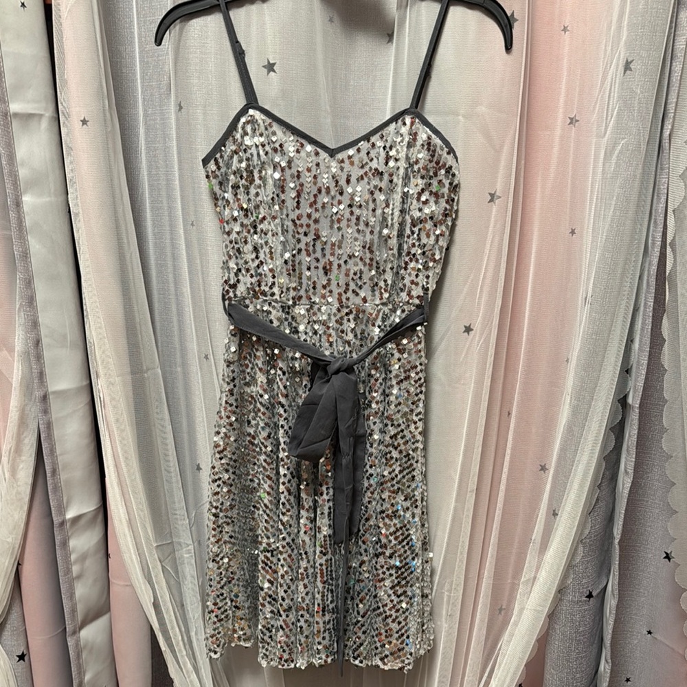 Ya- LA- Sequin Embellished Gray/ silver  Dress- small